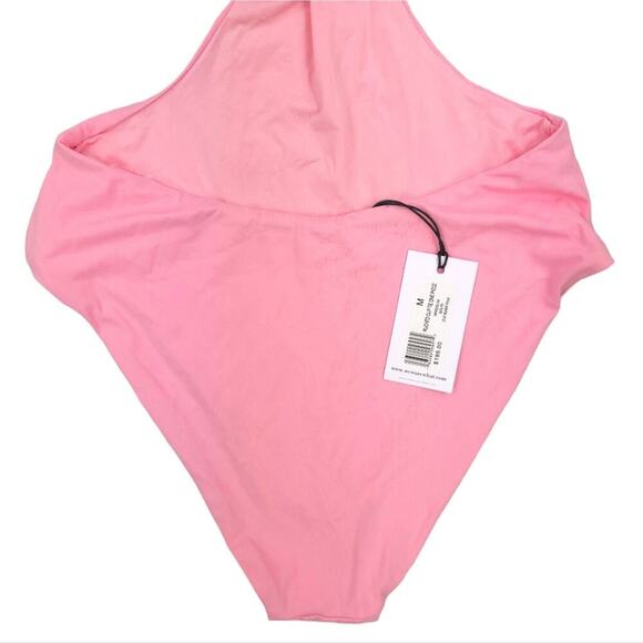 WeWoreWhat Cut Out One Piece Swimsuit Baby Pink Halter Runched Cup Tie - Picture 12 of 16